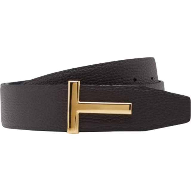 Tom Ford Soft Grain Leather T Icon Belt - Brown/Black • Price »