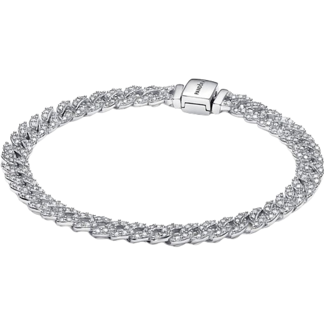 Pandora Timeless Pavé Cuban Bracelet - Silver/Transparent • Price